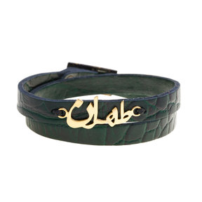 دستبند طلا چرمی سبز طهران