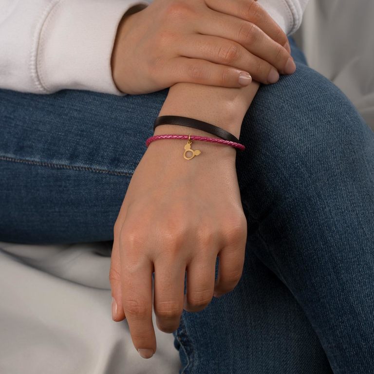 دستبند طلا چرم و بافت میکی ماوس