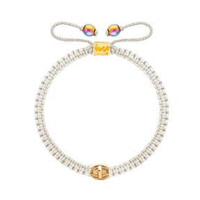 دستبند طلا بافت سفید گوی طرحدار