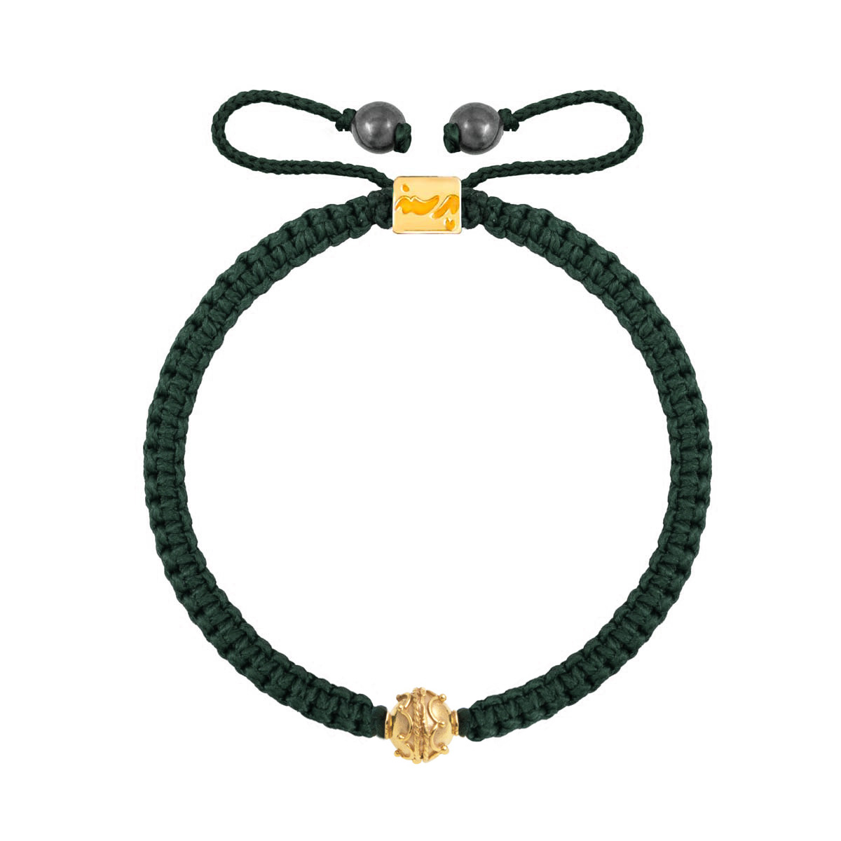 دستبند طلا بافت سبز گوی طرحدار