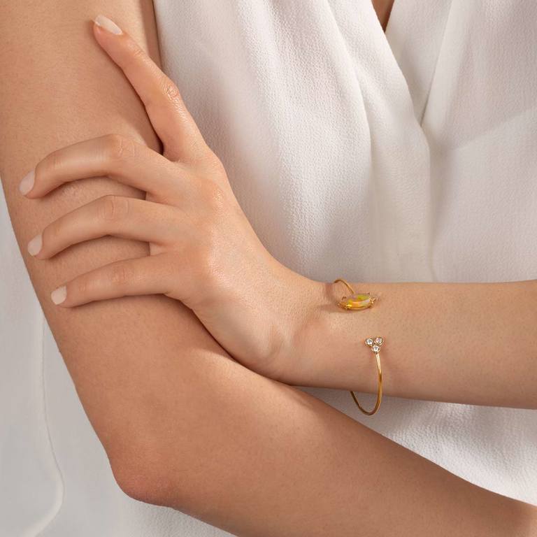 النگو طلا سه لونا و نگین مارکیز