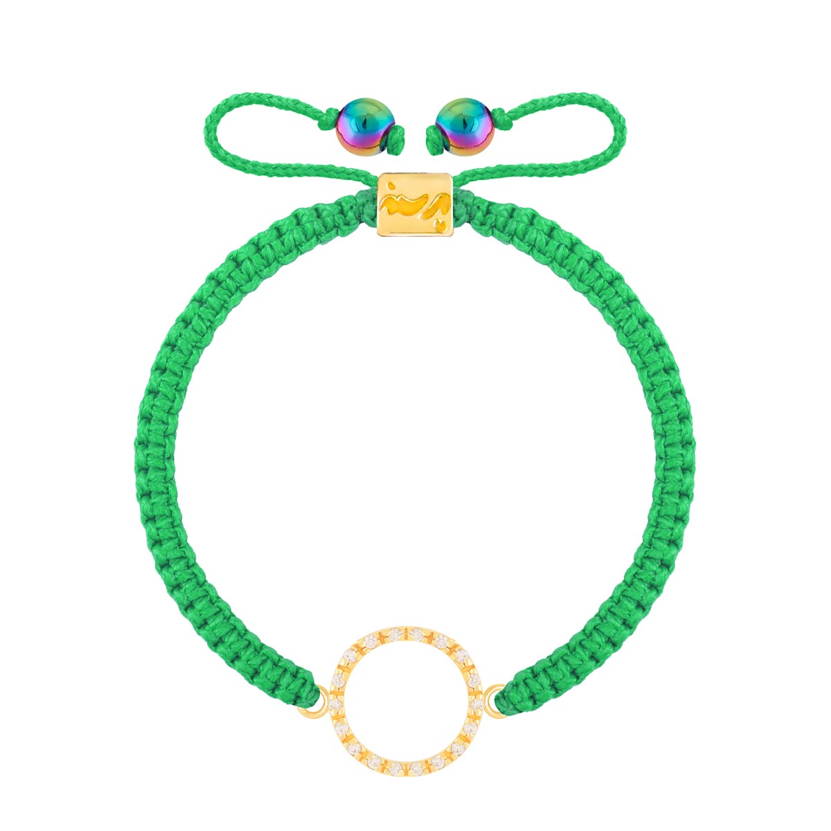 دستبند طلا بافت دایره بزرگ سبز