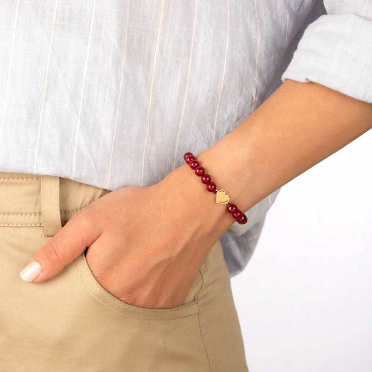 دستبند طلا سنگی قلب و عقیق