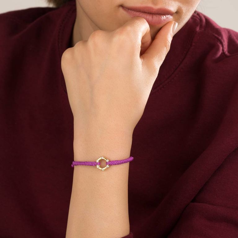 دستبند طلا بافت مهره نگین دار