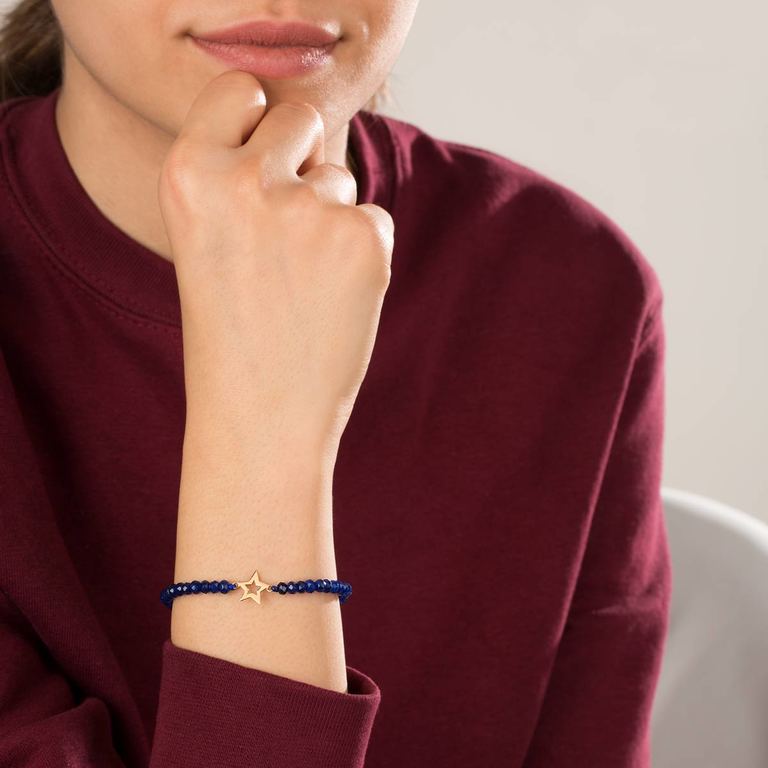 دستبند طلا سنگی ستاره تو خالی و جید