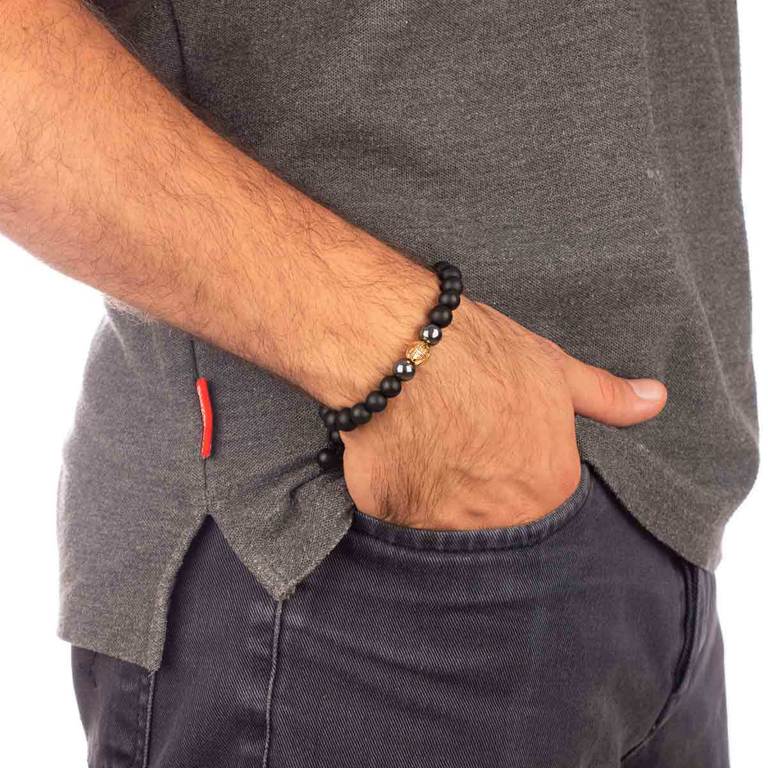 دستبند طلا سنگی تک گوی طرحدار