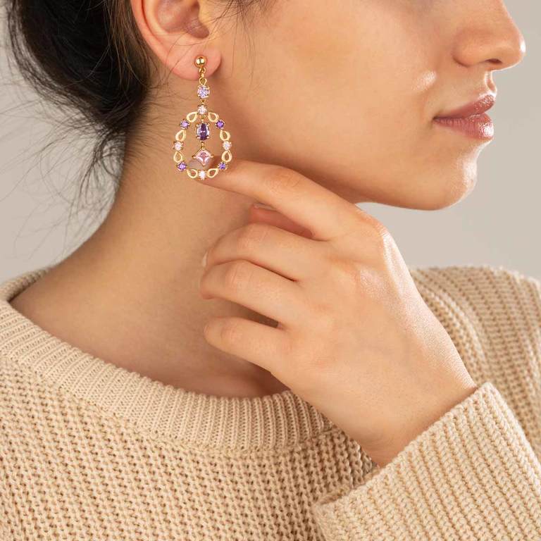 گوشواره طلا اشک نگین دار