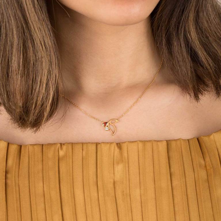 گردنبند طلا اشک نارنجی و لونا