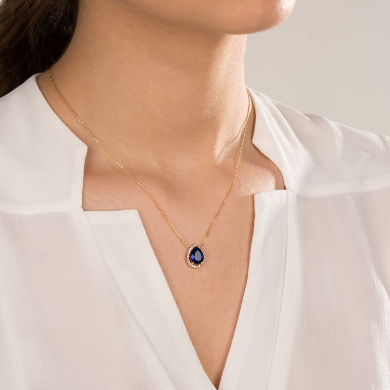 گردنبند طلا اشک یاقوت کبود