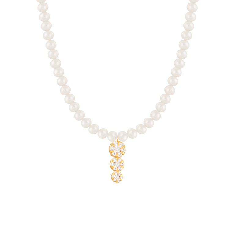 گردنبند طلا سنگی فلاور عمودی