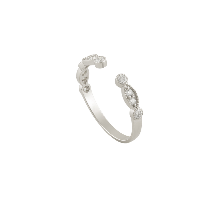 انگشتر طلا سفید رینگ باز چشم برلیان