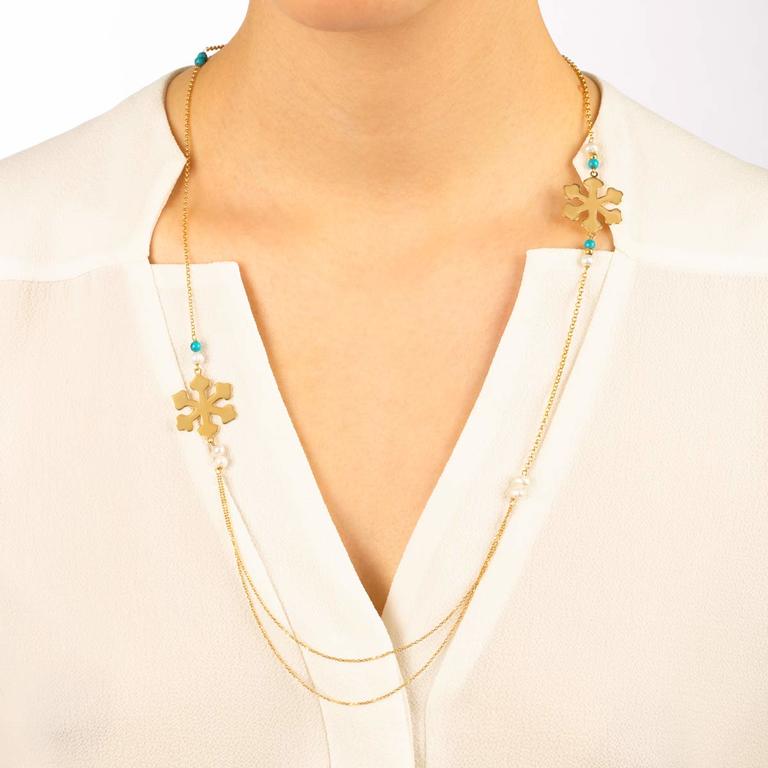 گردنبند طلا دو دانه برف - تصویر 2